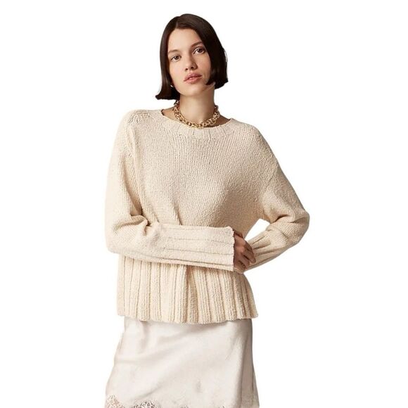 J. Crew Sweaters - 143. J. Crew Cream Knit Side Slit Sweater size 2x